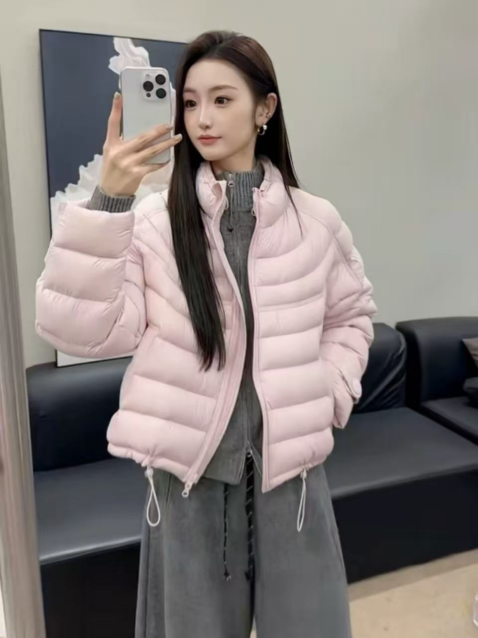  【T-爆款排骨款泡芙】2025新款羽绒服女短款宽松立领韩版冬装外套