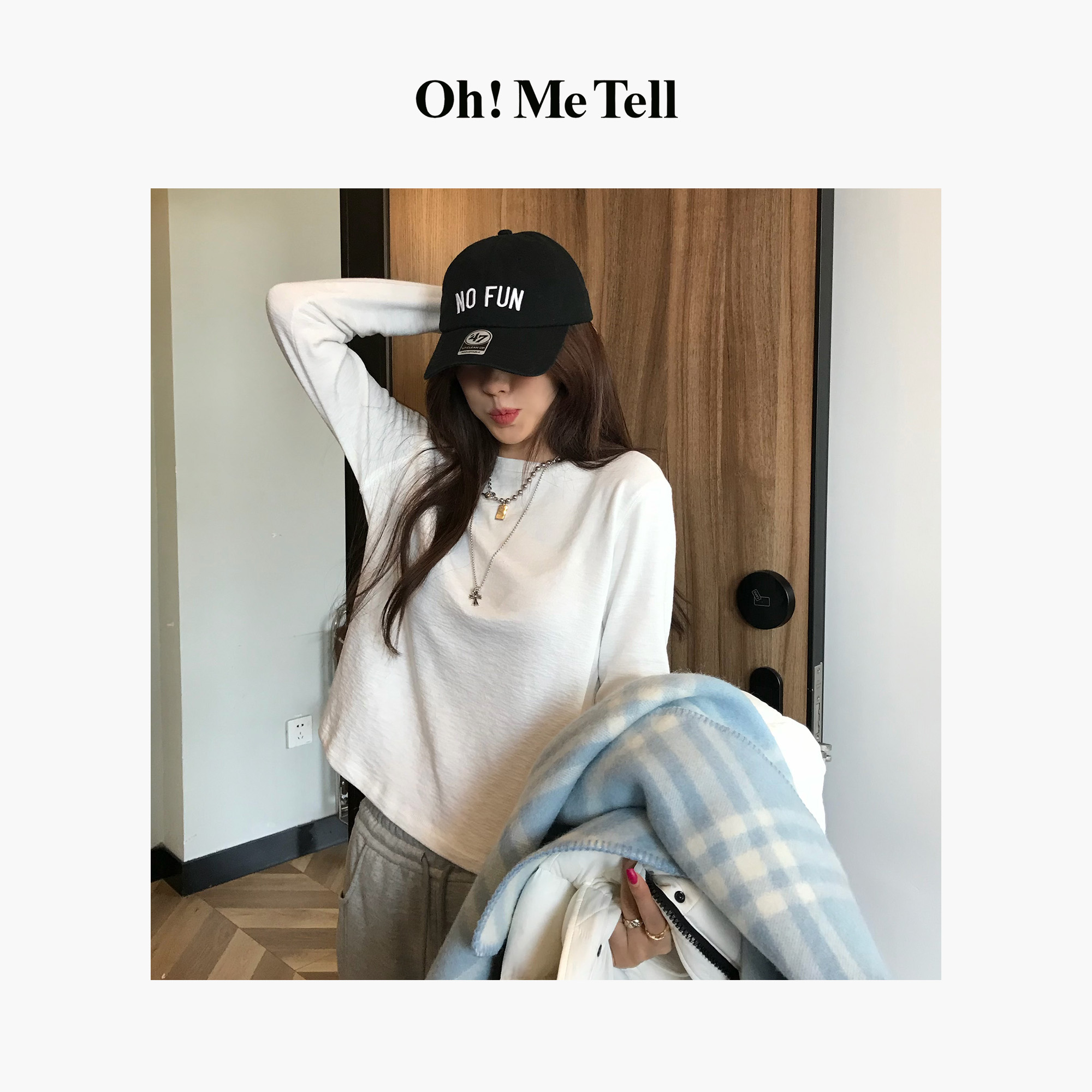 Oh！Me Tell【jennie妮味十足基础T】韩国进口面料加绒短款长袖T恤女