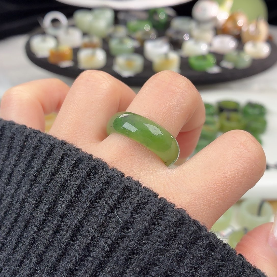 和田玉未镶嵌戒指S38碧玉轮胎20.2