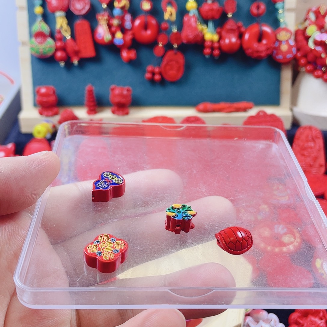 朝***勃天然辰砂含辰砂工艺品配件加弹力绳