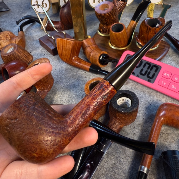 老烟斗戳记不清晰石楠木烟斗