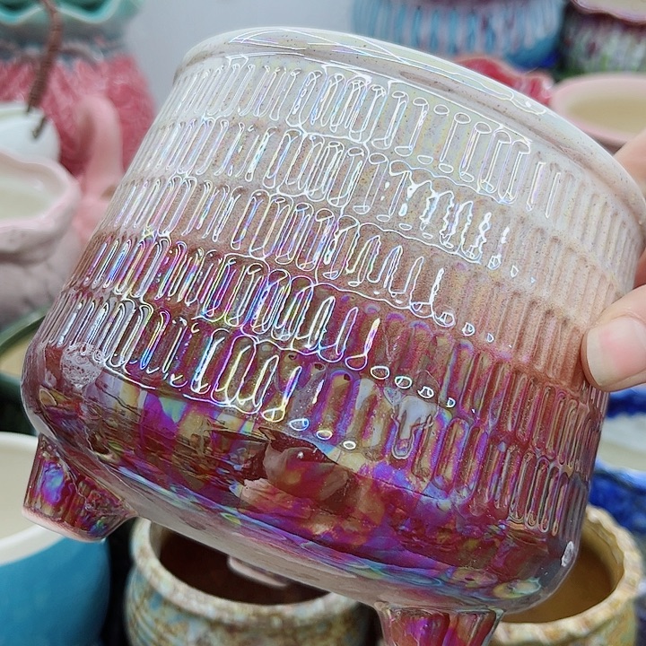 多肉绿植陶瓷花盆9.9包邮，有孔