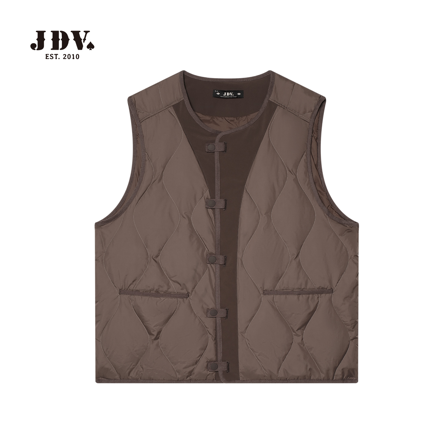 J.D.V秋冬新款商场同款单排扣V领棕色短款羽绒马夹WDV5324