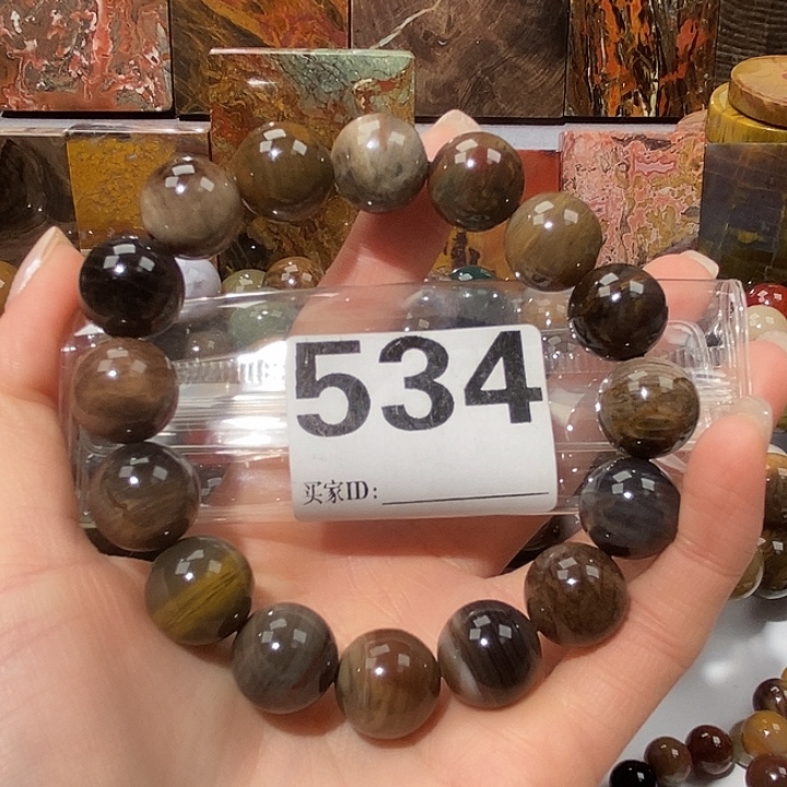 硅化玉未镶嵌天然北票树化玉手串15