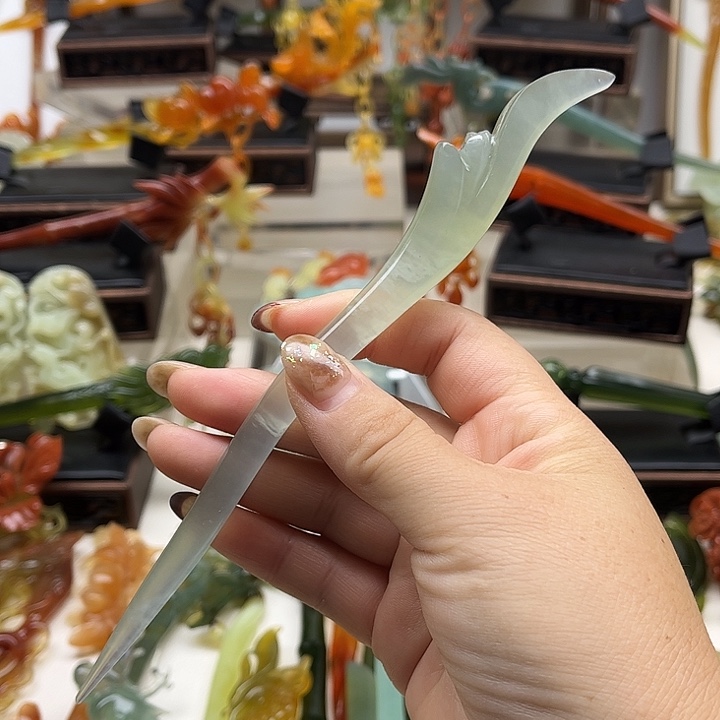 蛇纹石玉岫玉发簪未镶嵌