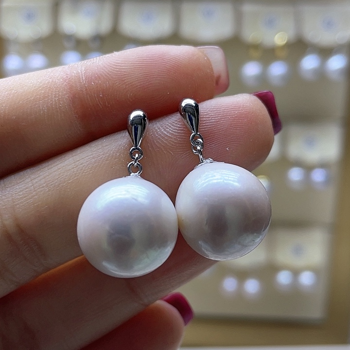 淡水珍珠耳饰银S925镶嵌