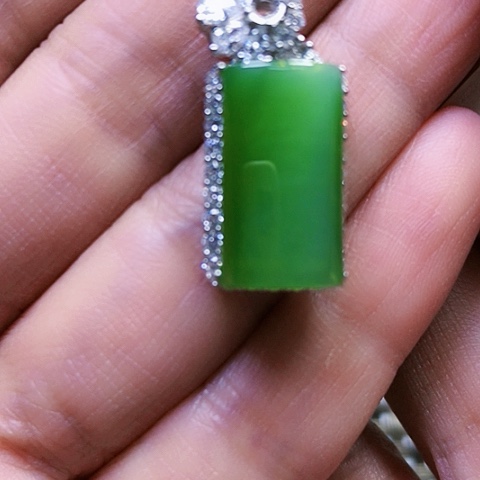 和田玉银S925镶嵌挂件