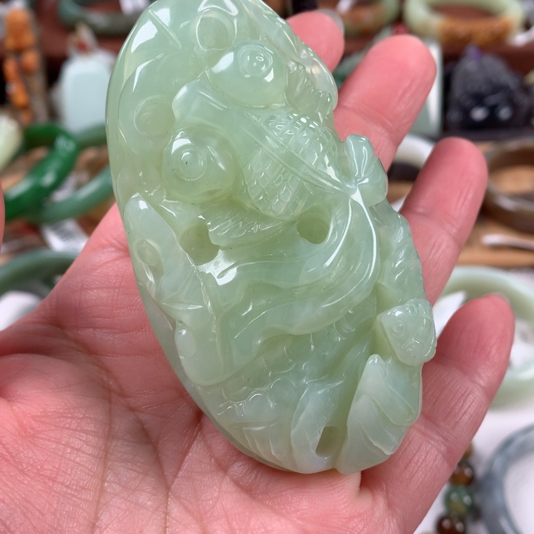 岫玉手把未镶嵌金玉满堂