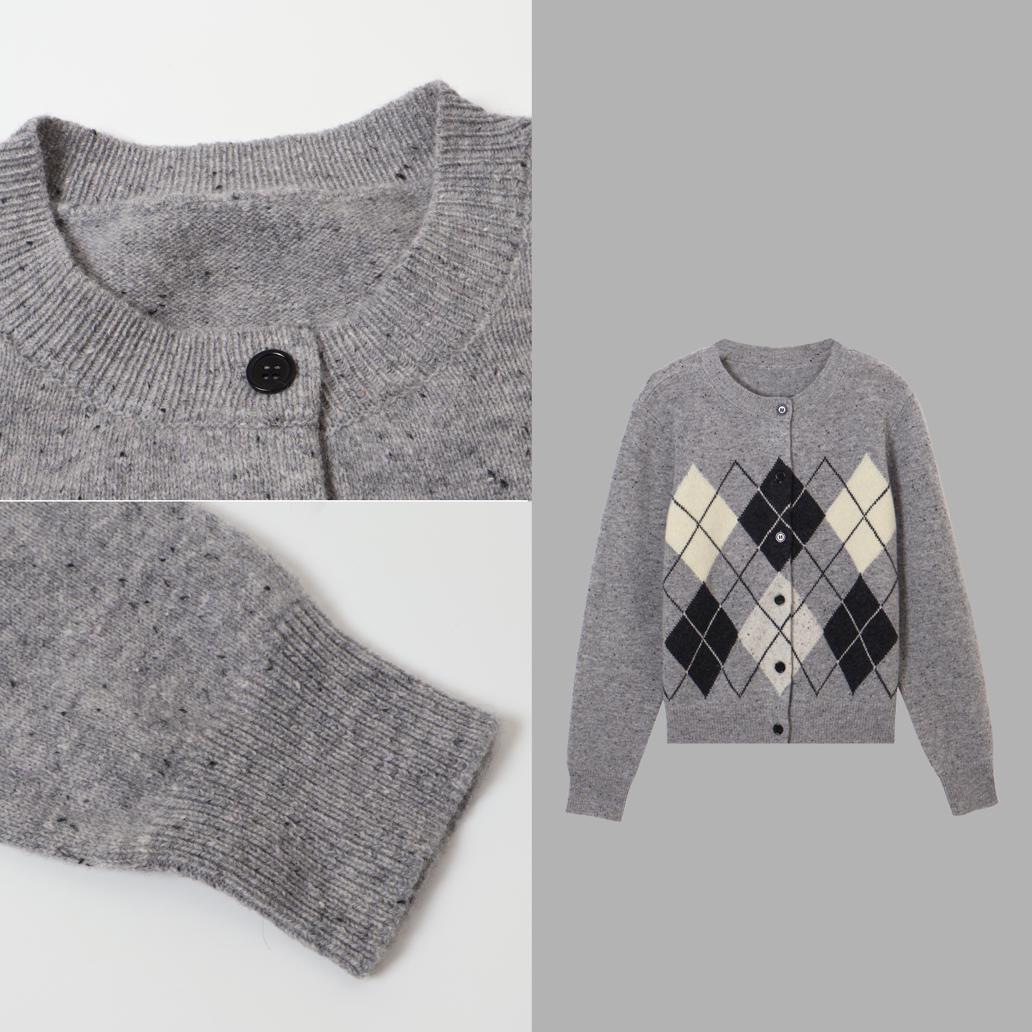 凯特丝蓓3955#【格格】学院风温柔菱形格开衫外套