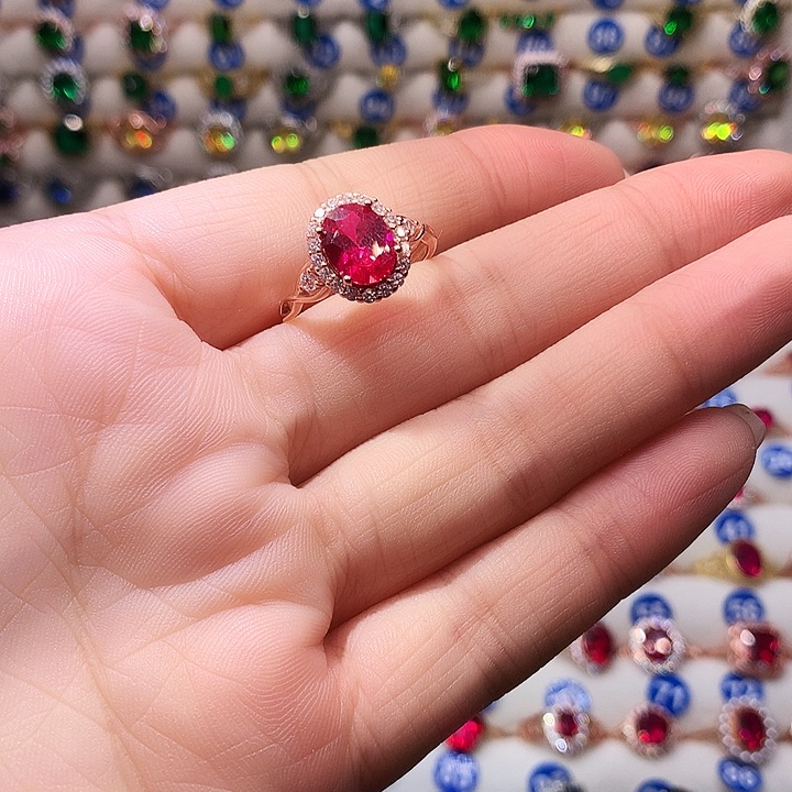 红宝石戒指银S925镶嵌11