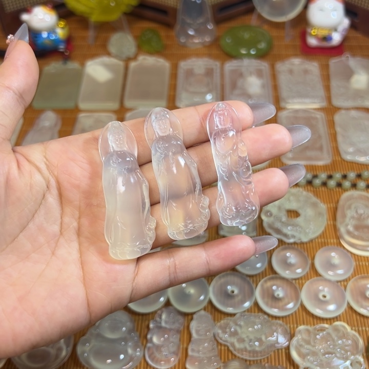 岫玉未镶嵌岫玉白冰挂件站观音任选其一