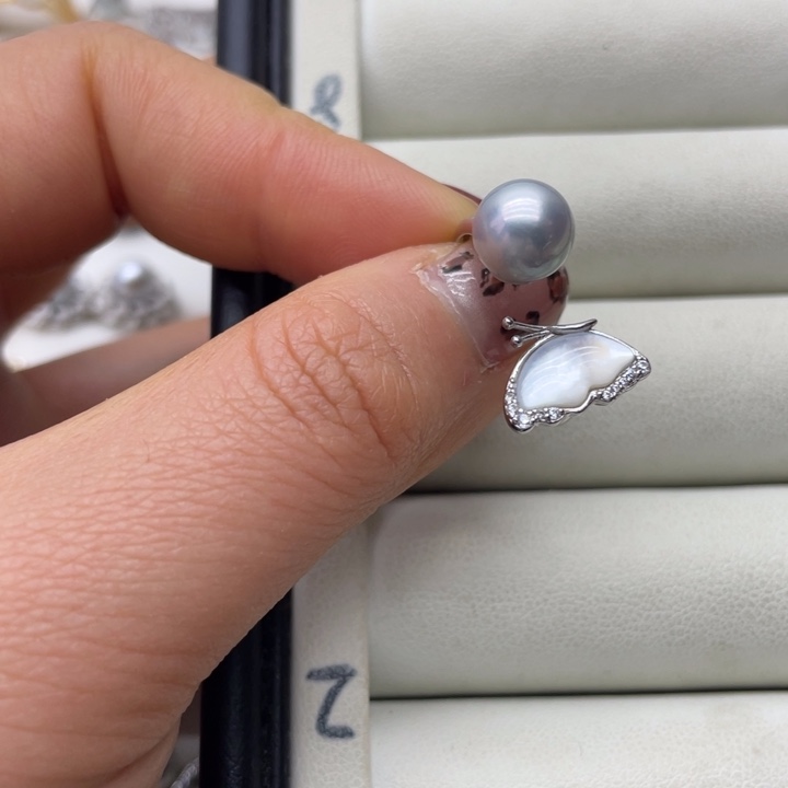 海水珍珠戒指银S925镶嵌
