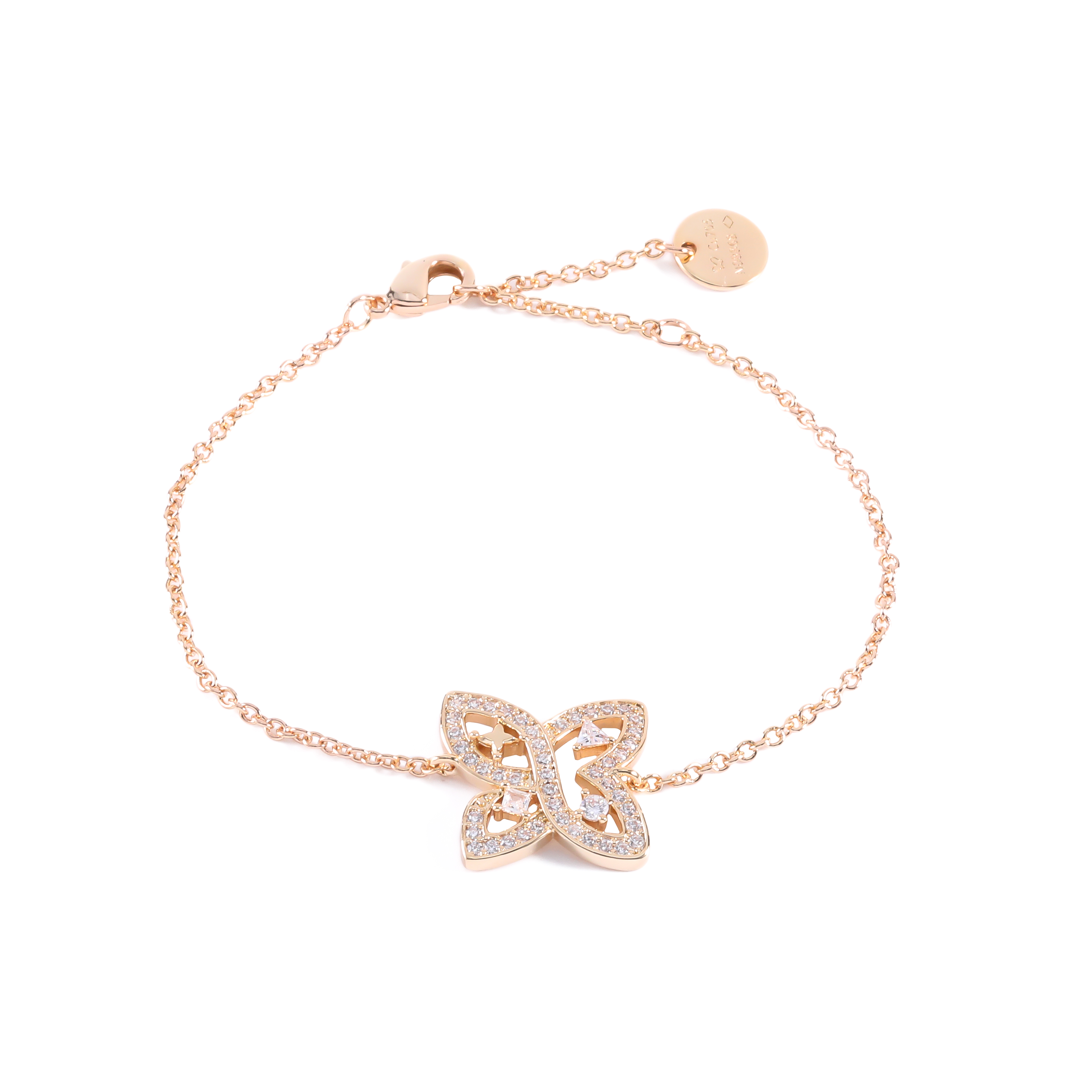 铜合金锆石手链 CNC精工 气质时尚轻奢蝴蝶手链 4421