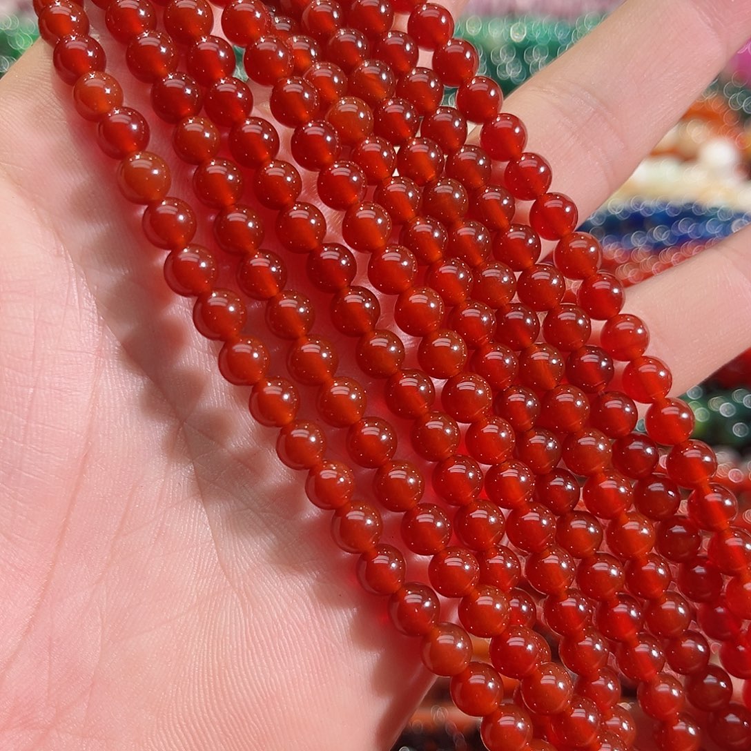 玛瑙/玉髓未镶嵌珠宝半成品A货红玛瑙6mm