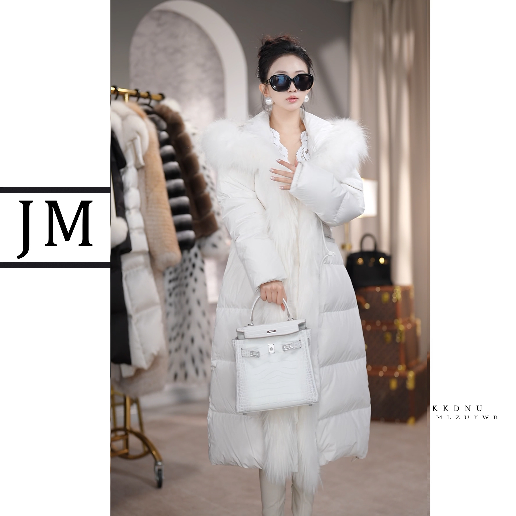 【雪国长款】新国标狐狸毛90白鸭绒长款羽绒服