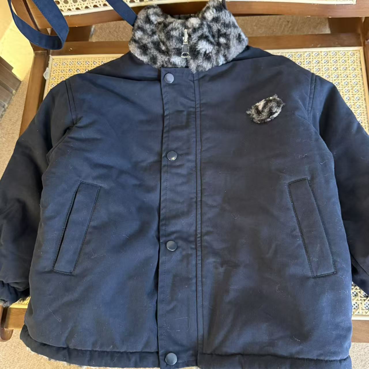 幂姐童装 儿童棉服2025冬季男女童毛毛立领加厚保暖两面穿外套