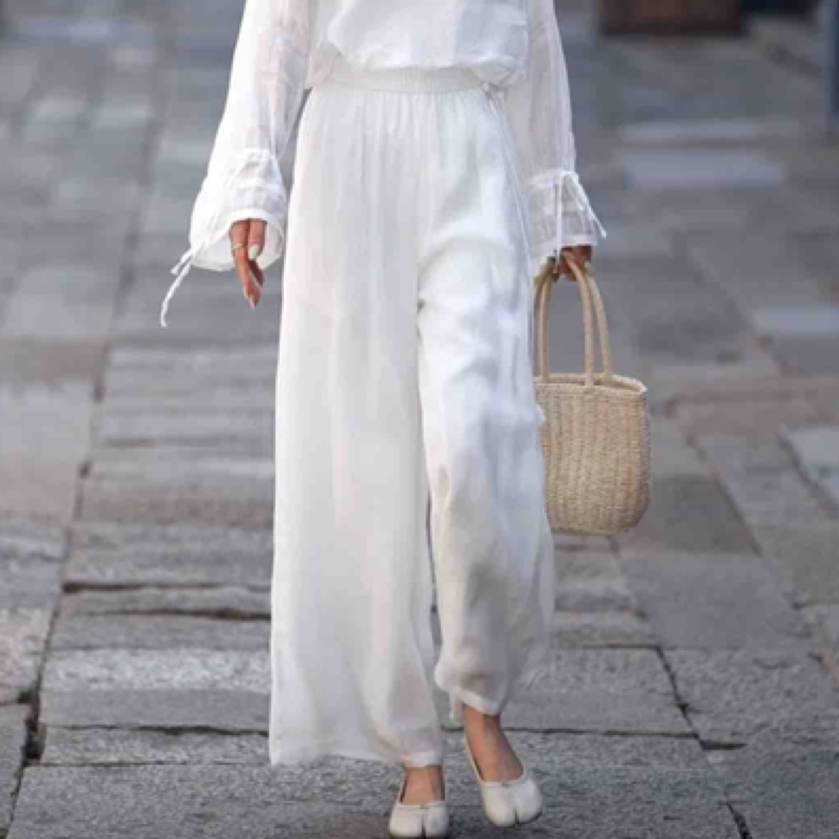 苎麻裤子阔腿裤松紧宽松