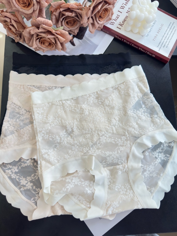 85-120斤女士高腰收腹提臀透气蕾丝三角内裤粉色亲肤不卡档显瘦