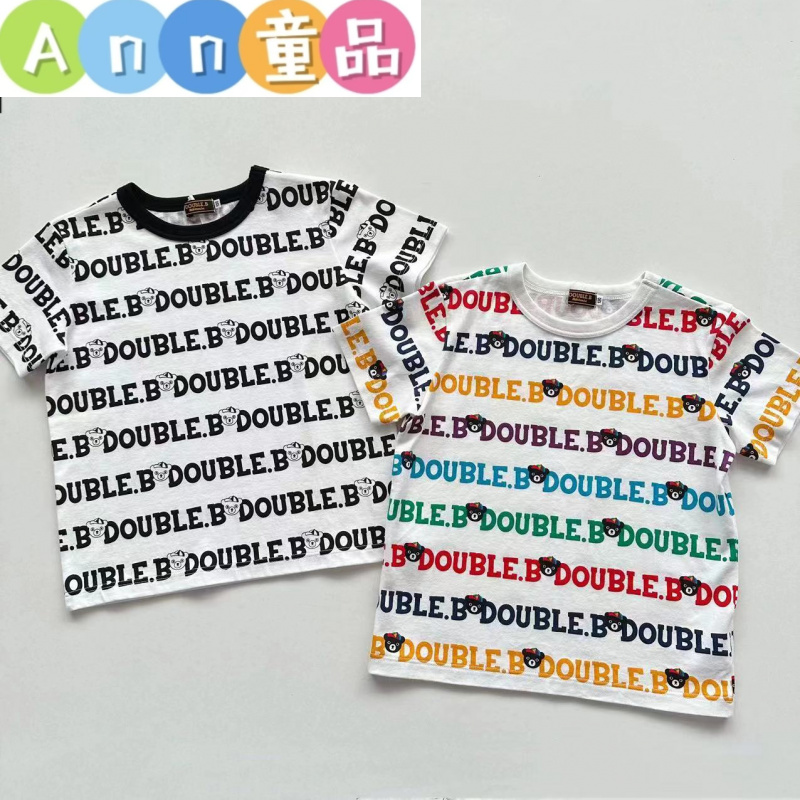 2025新款MIKI黑熊满印彩色字母全棉短袖T恤