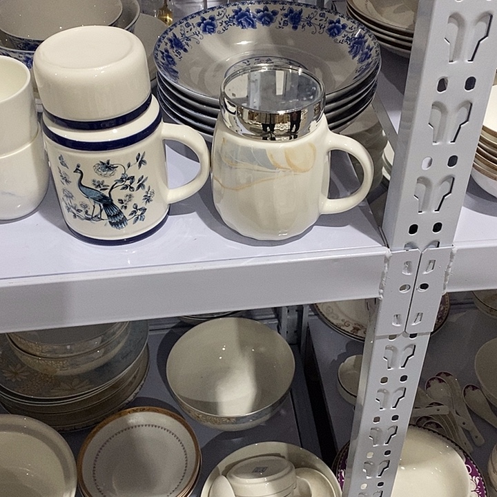 夜***白瓷蓝孔雀带盖保温杯