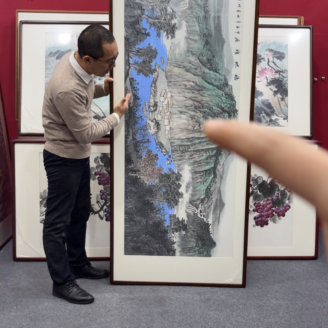 国画带框绘画210/80尺寸