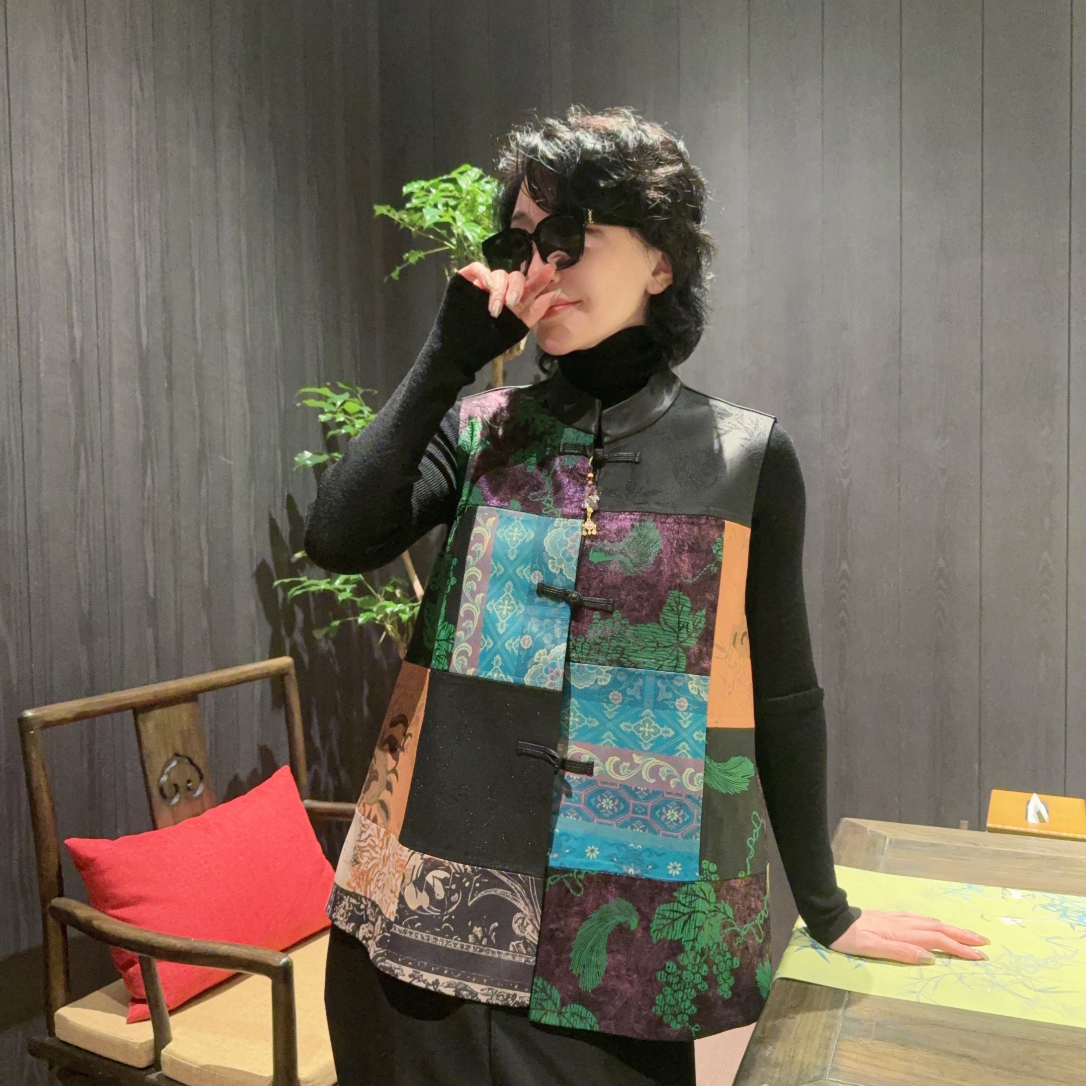 Betty Bairn【山月有灵/绵羊皮革】高定新中式皮质马甲25A-BW1206
