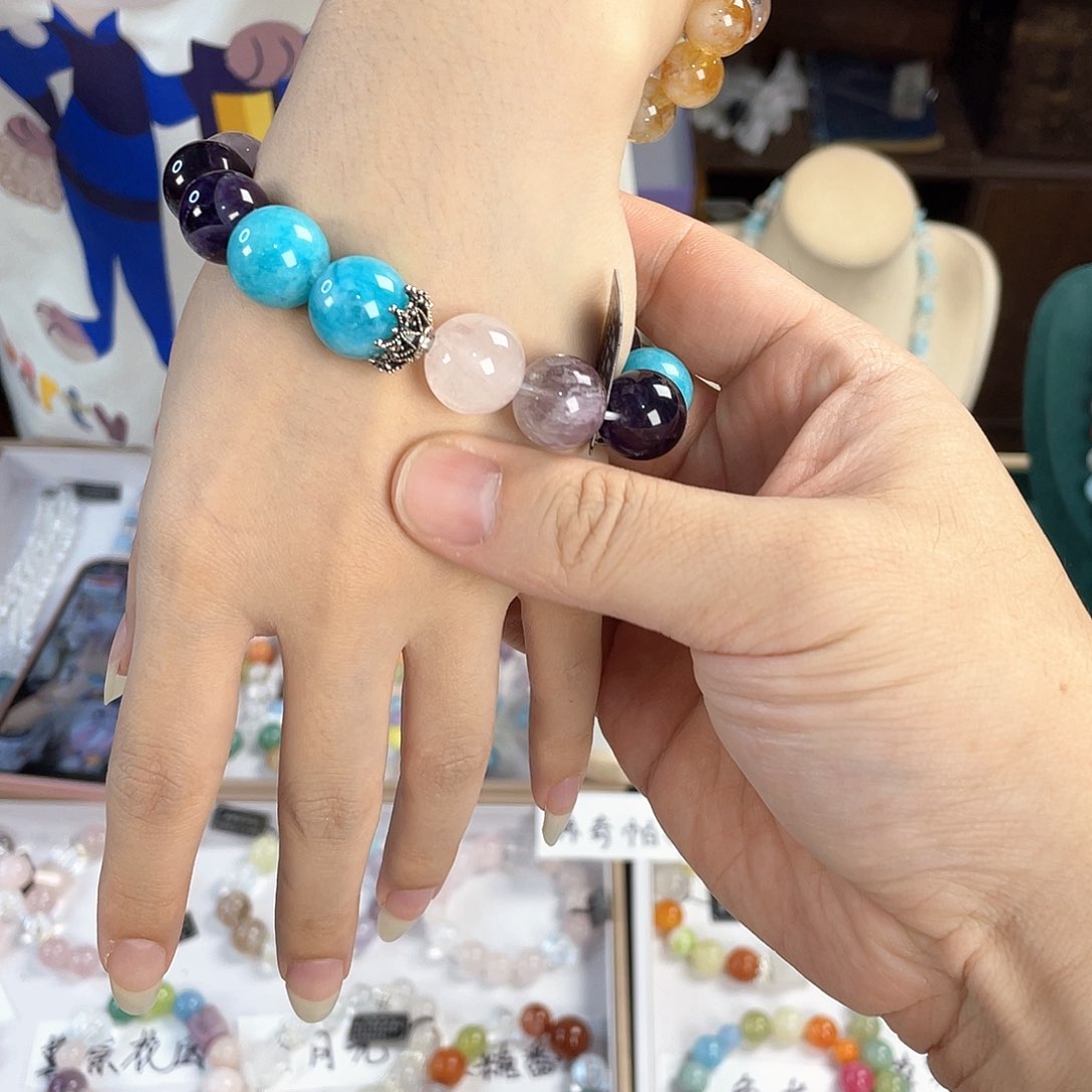 水晶手链银S925镀金镶嵌