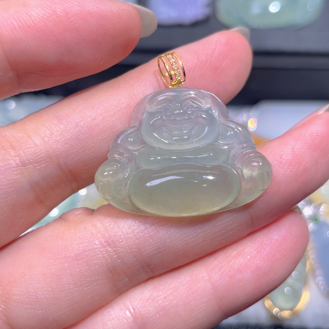 颈饰18K金镶嵌翡翠翡翠