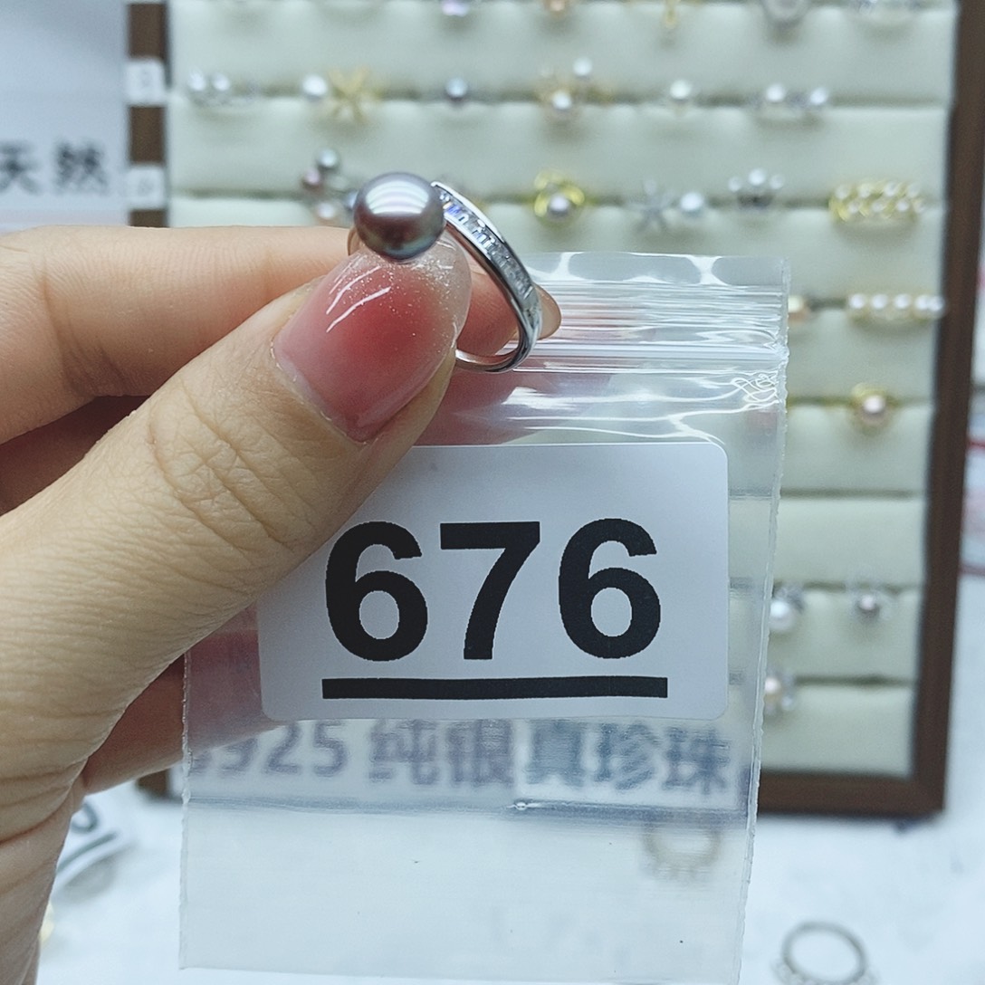 淡水珍珠戒指银S925镶嵌676