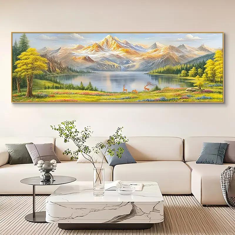 金山聚宝盆装饰画发财金山沙发背景墙挂画现代轻奢聚财山水挂画