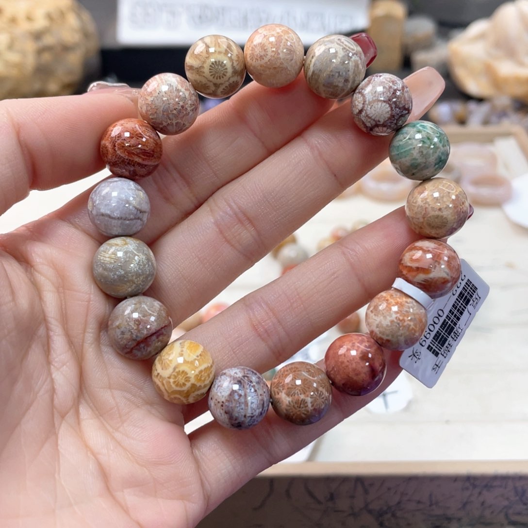 硅化珊瑚（珊瑚玉）手链未镶嵌小*593