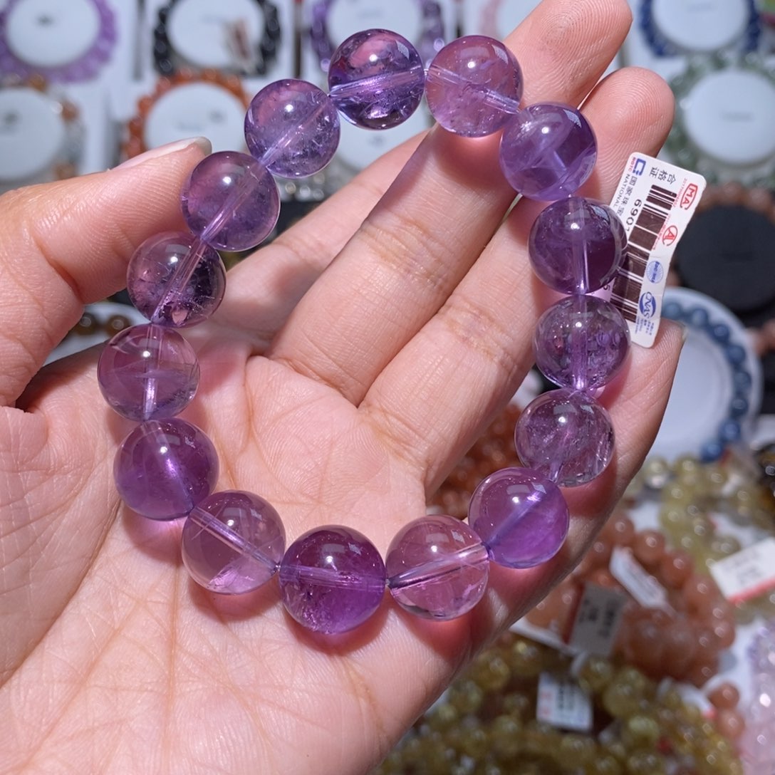 【闪购商品】水晶手链未镶嵌巴西紫水晶13.5m