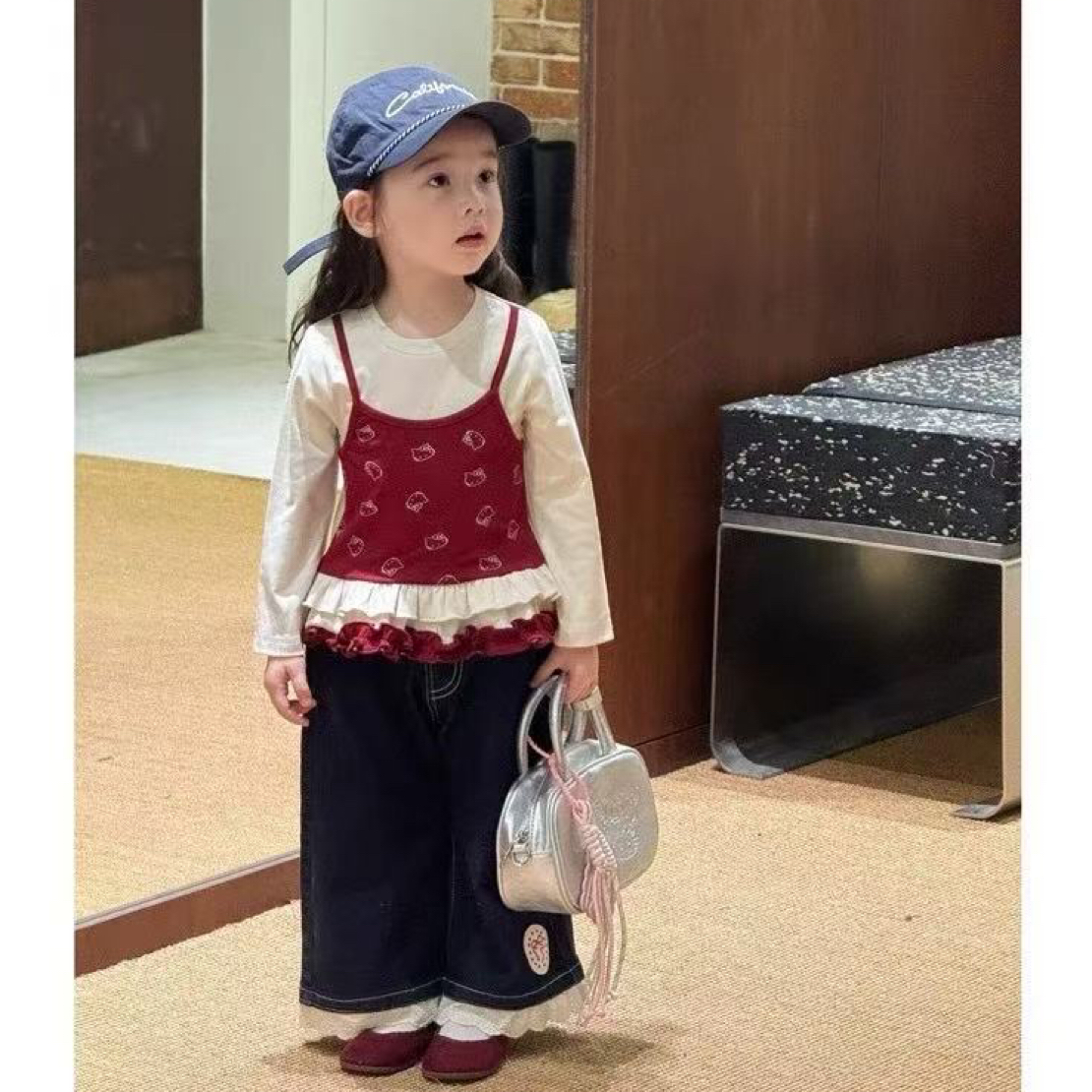 春秋打底衫假两件套时尚可爱打底衫90-130码