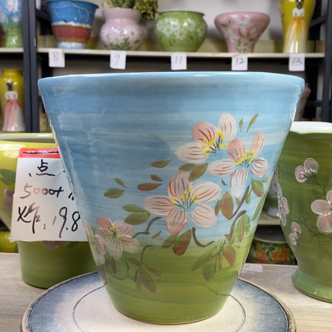 小***雨景德镇手工手绘陶瓷花盆