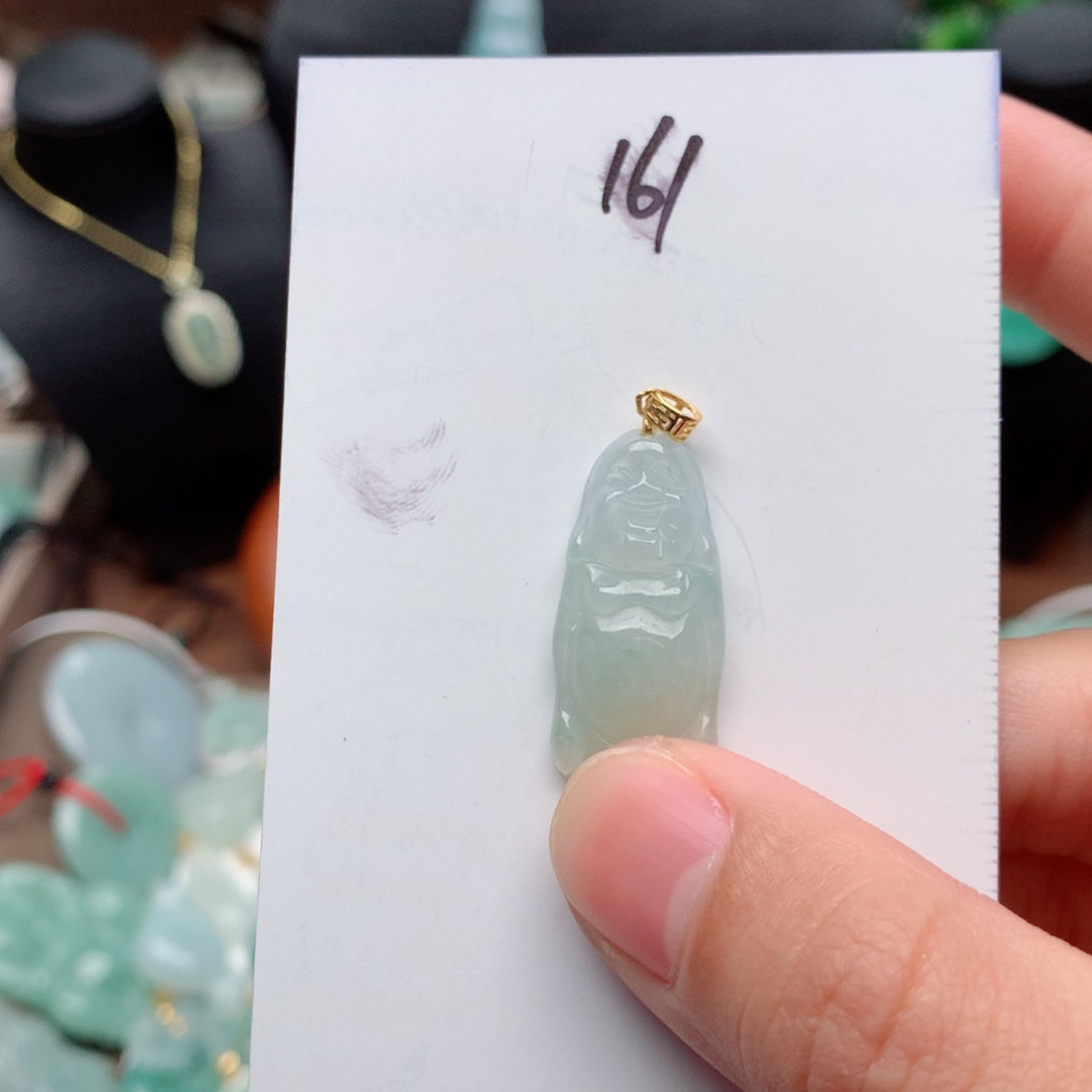 翡翠颈饰银S925镀金镶嵌吊坠