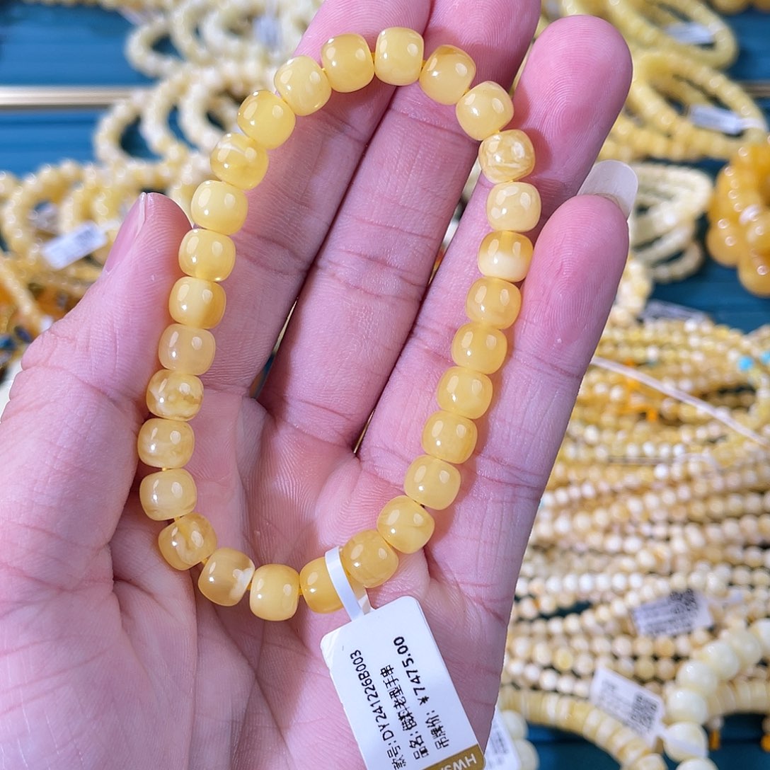 琥珀裸石未镶嵌手串7+蜜蜡