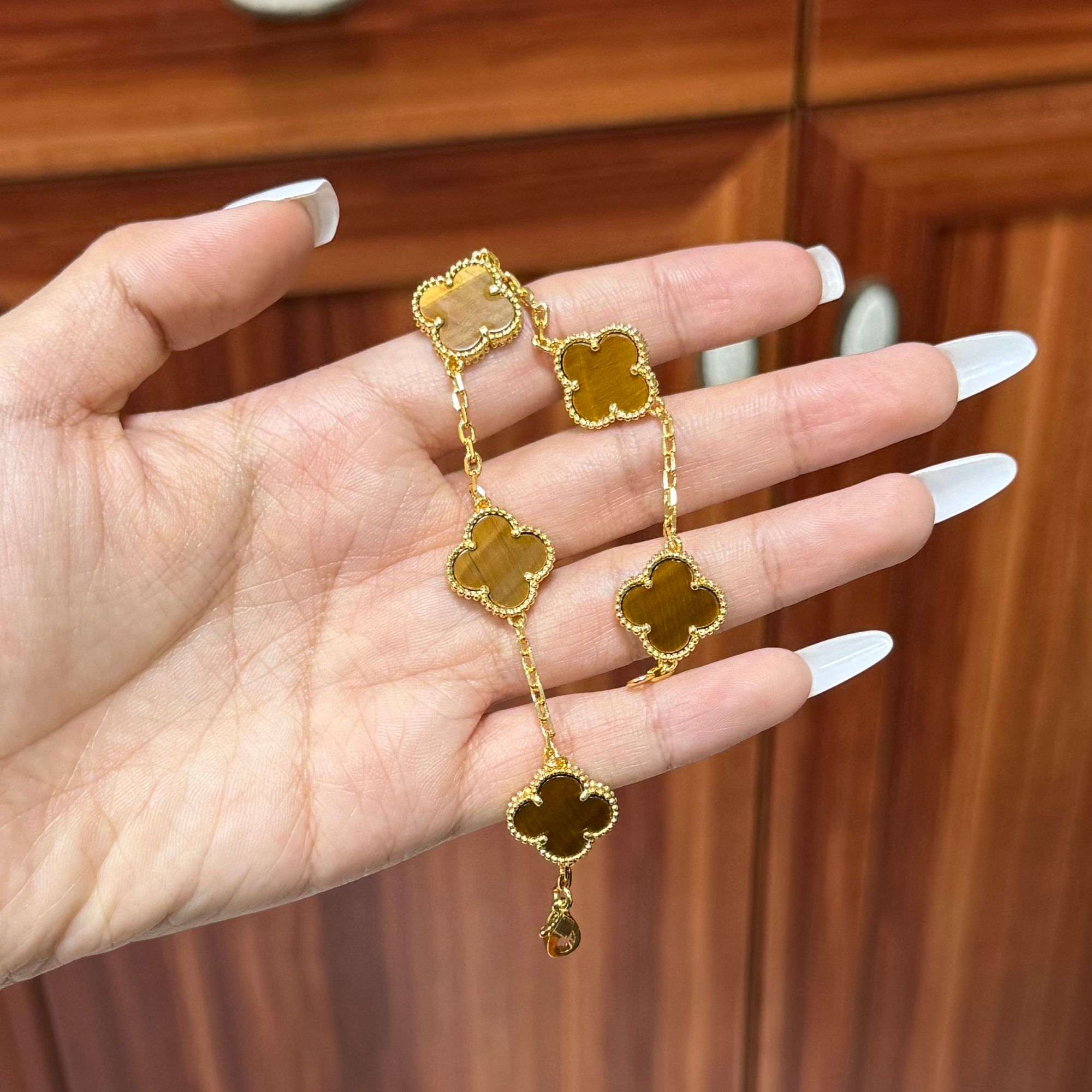 铜合金手链  金色四叶草手链轻奢小众百搭气质设计感手饰