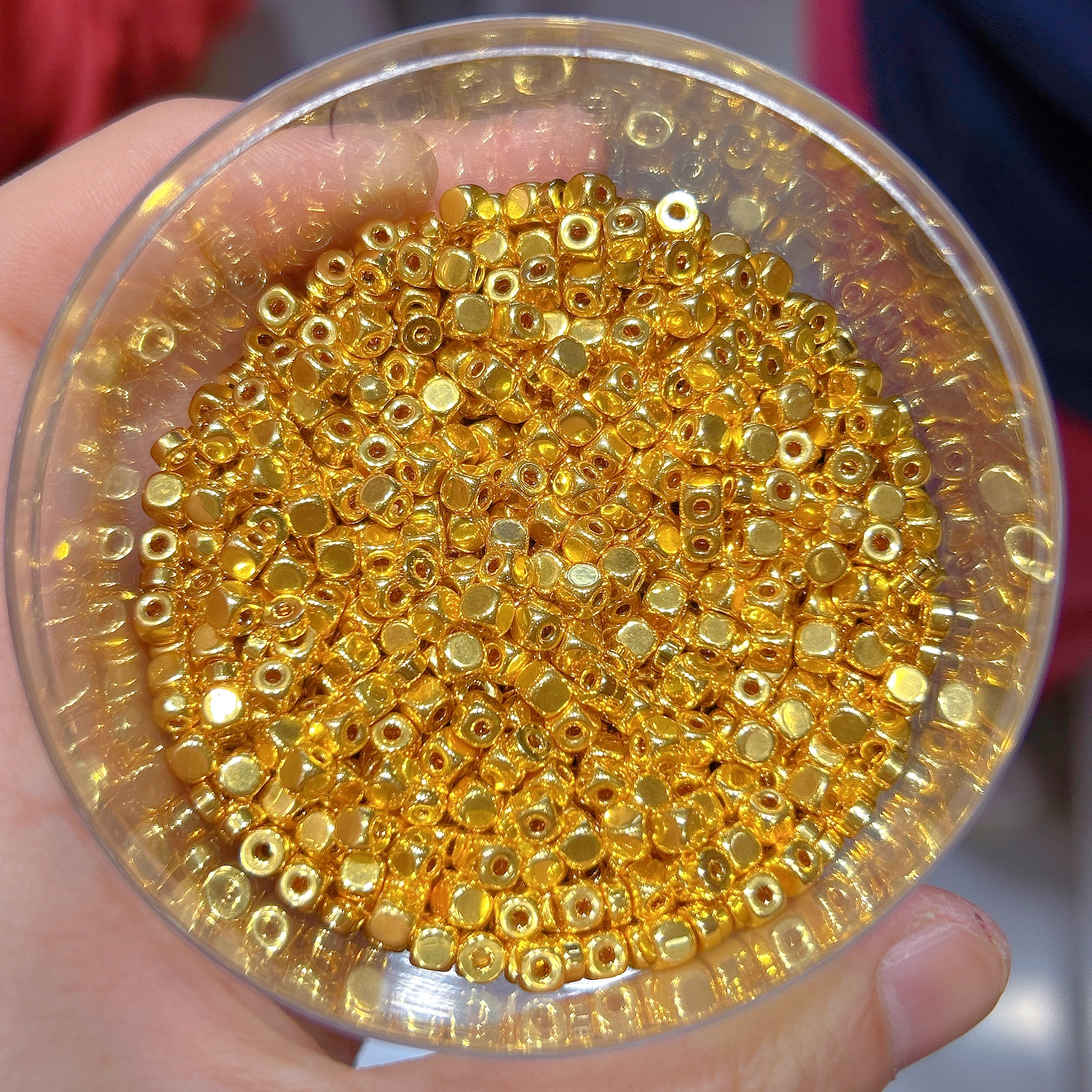 足金999素金5D硬金4mm亮面方糖珠（此单发4个）