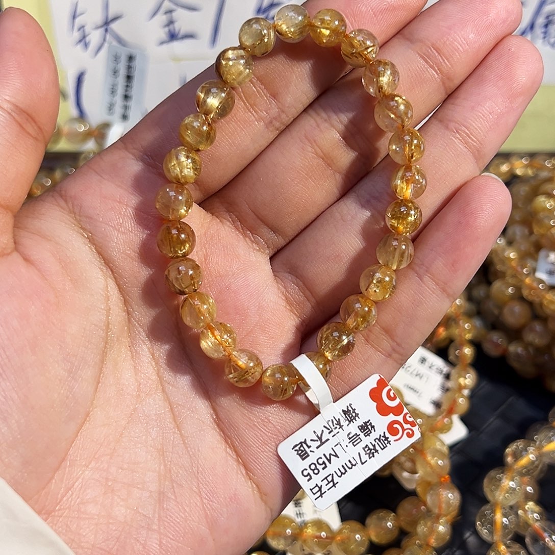 水晶手串未镶嵌天然金钛晶