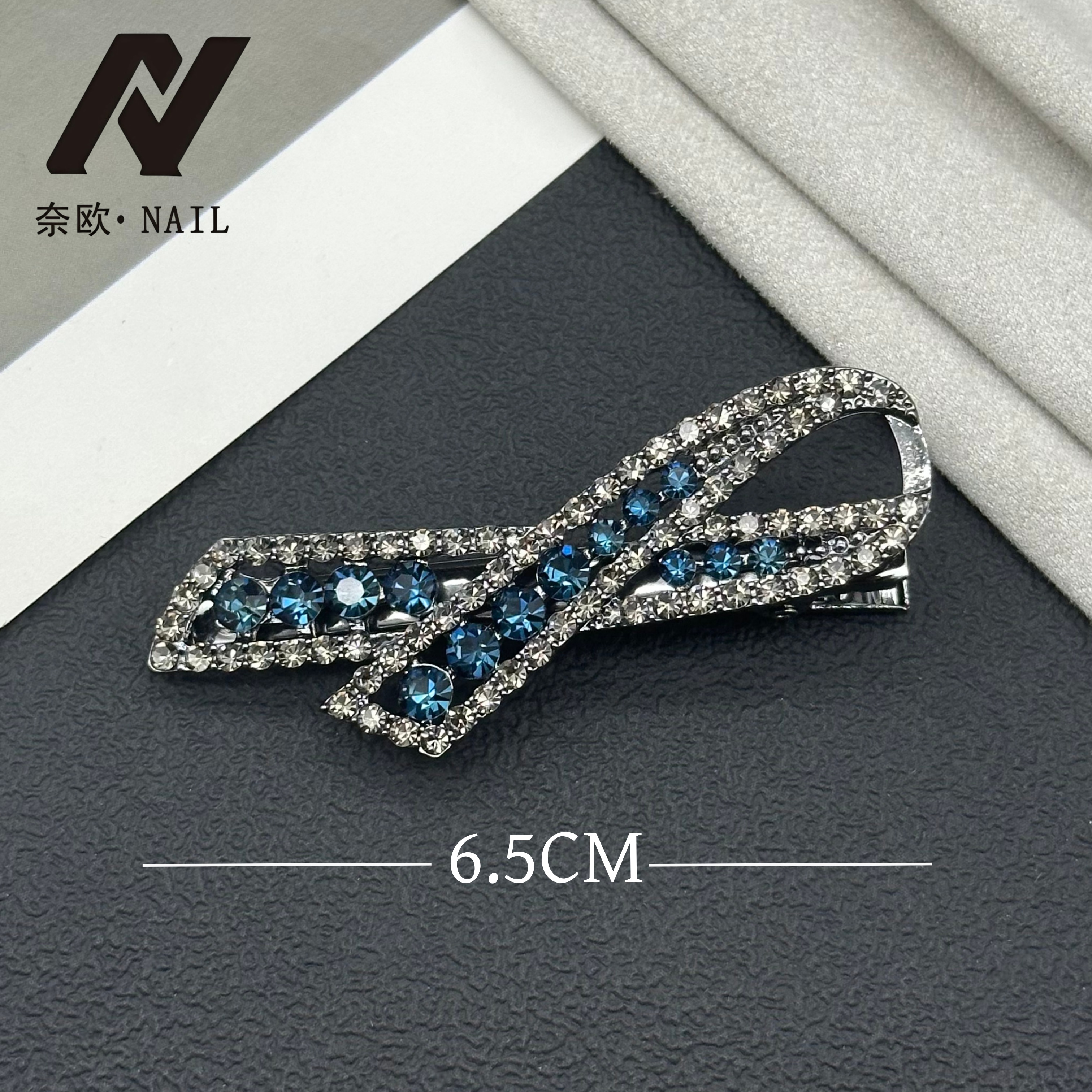 【NAIL·奈欧】设计师系列6509蓝色侧边夹鸭嘴夹碎发夹