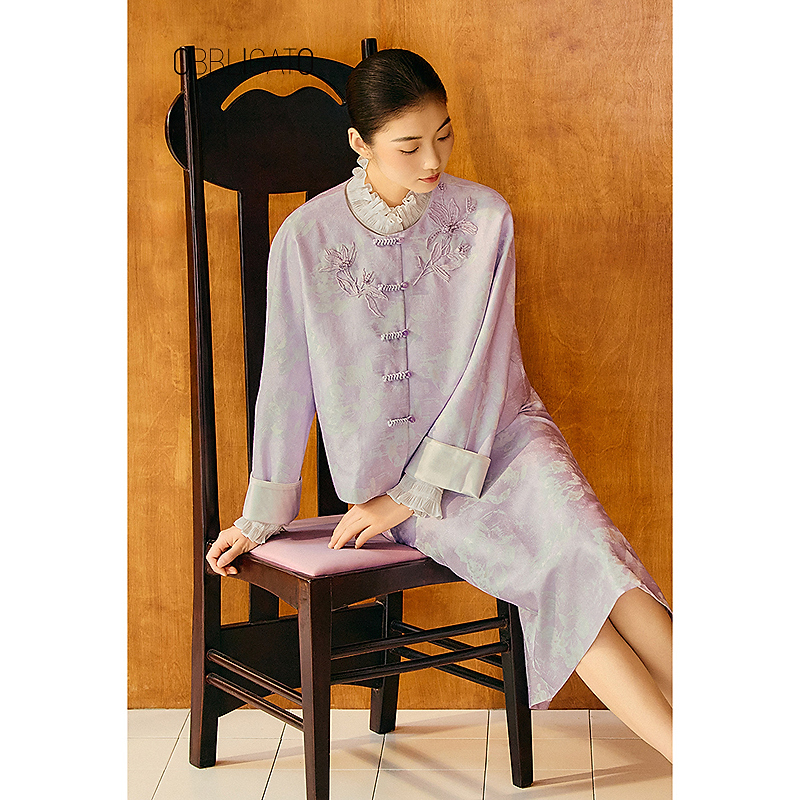 OBBLIGATO奥丽嘉朵2025秋季1C35310260新品新中式盘扣提花外套