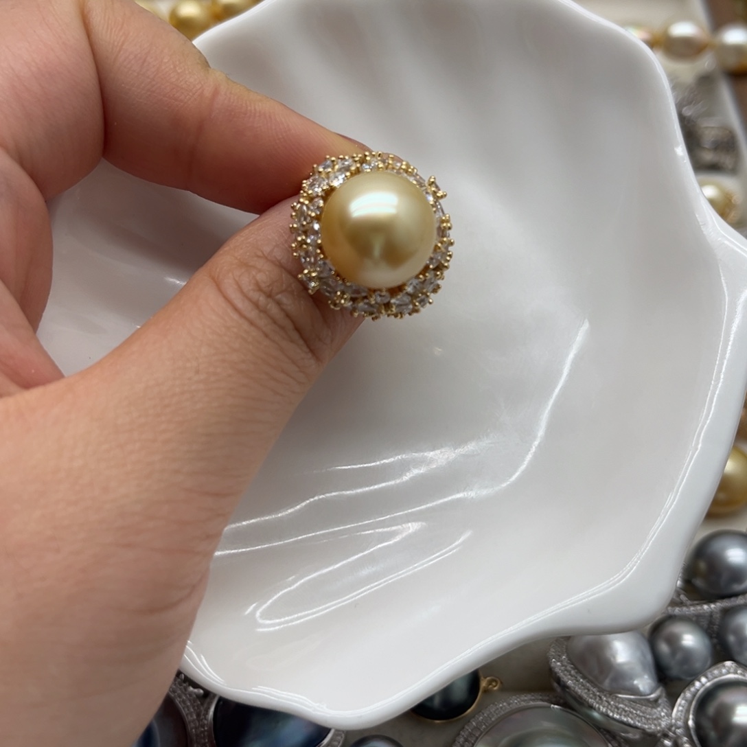 海水珍珠戒指银S925镶嵌