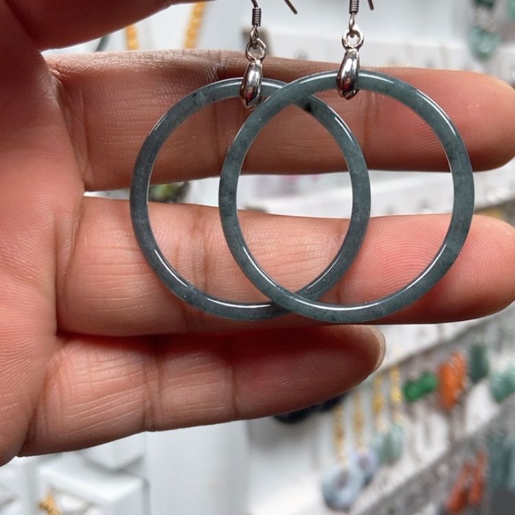 【闪购商品】翡翠耳饰银S925镶嵌耳饰