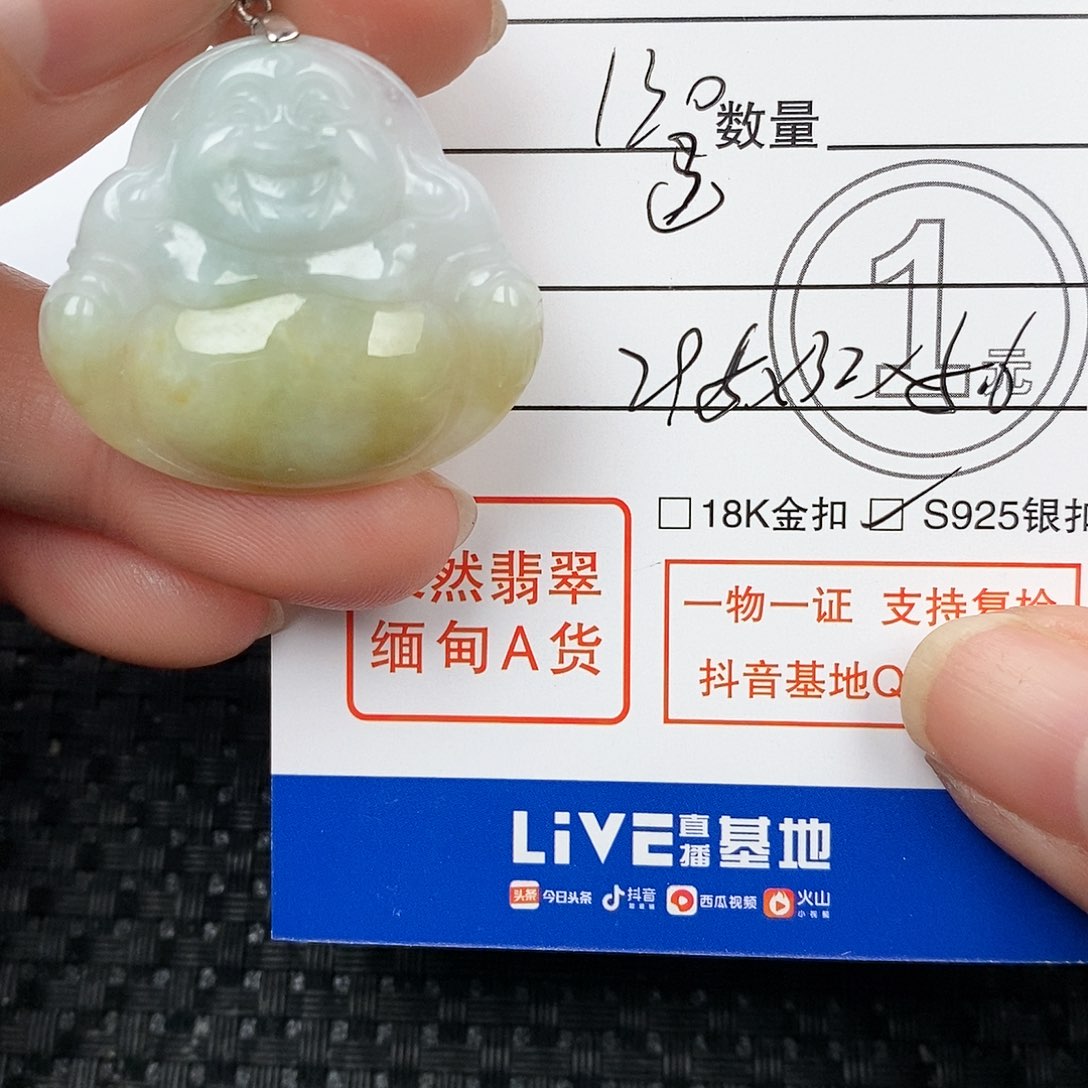 翡翠颈饰银S925镶嵌吊坠