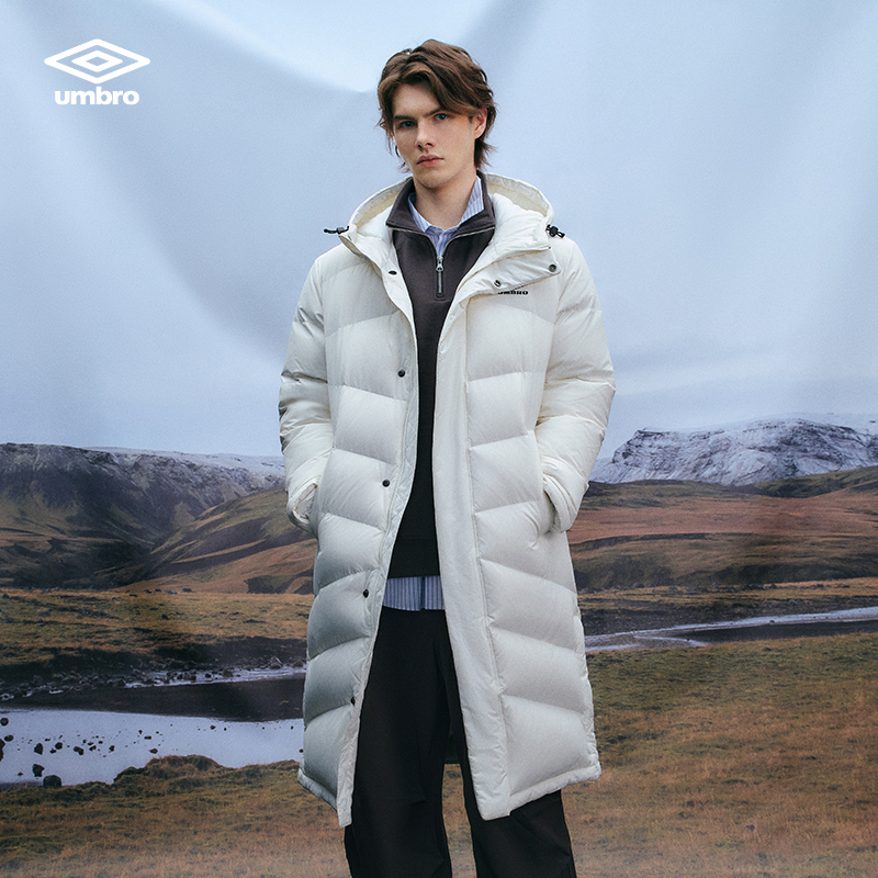 Umbro/茵宝男女同款时尚百搭连帽过膝长款运动羽绒服U2323451027D