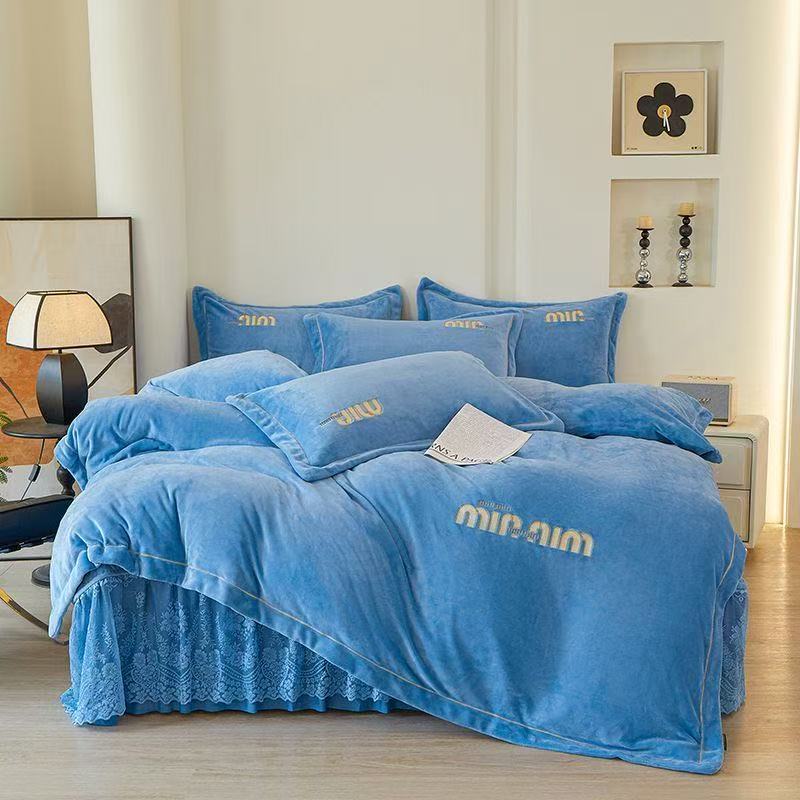 防滑床品套件冬季加绒加厚四件套加厚加绒牛奶被套