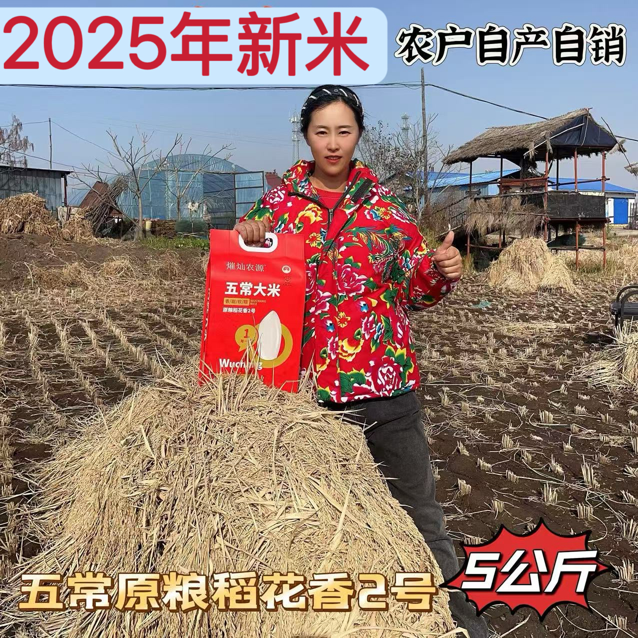 熣灿农源【2025年新米】张晓娜五常大米原粮稻花香二号5kg 真空手提