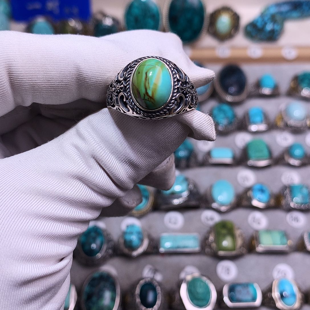 绿松石挂件银S925镶嵌