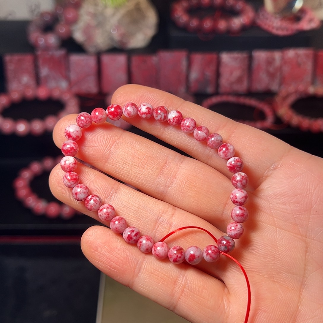 小***靖天然辰砂原石手串