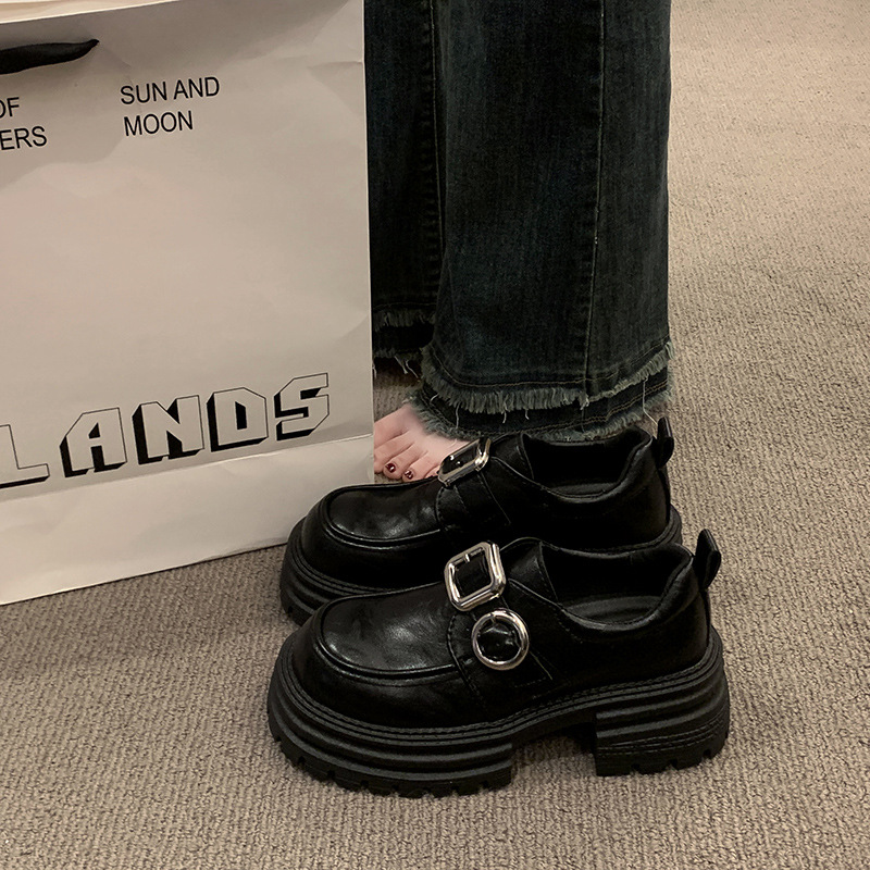 2025春季新款小个子英伦风JK乐福鞋女韩版厚底松糕复古粗跟鞋